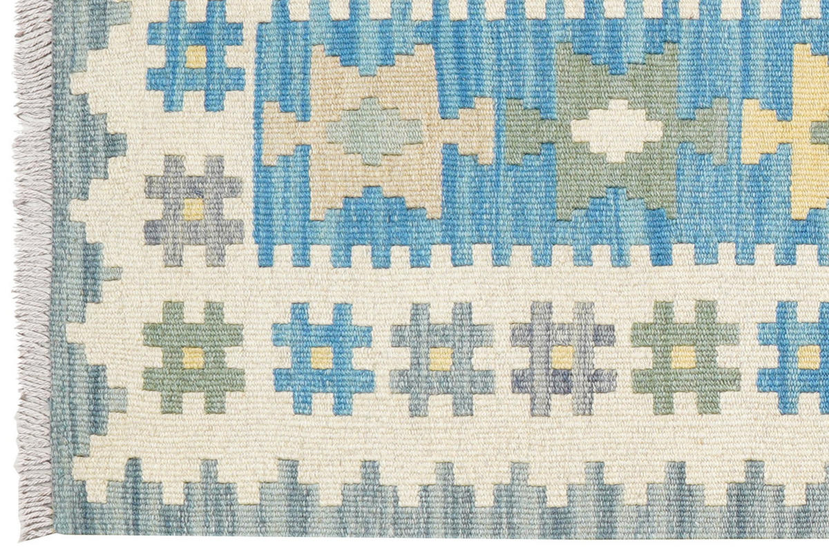 HANDWEBTEPPICH Kelim Gashgai Blau 196/57 cm Schurwolle - Blau, Textil (57/196cm) - Looma