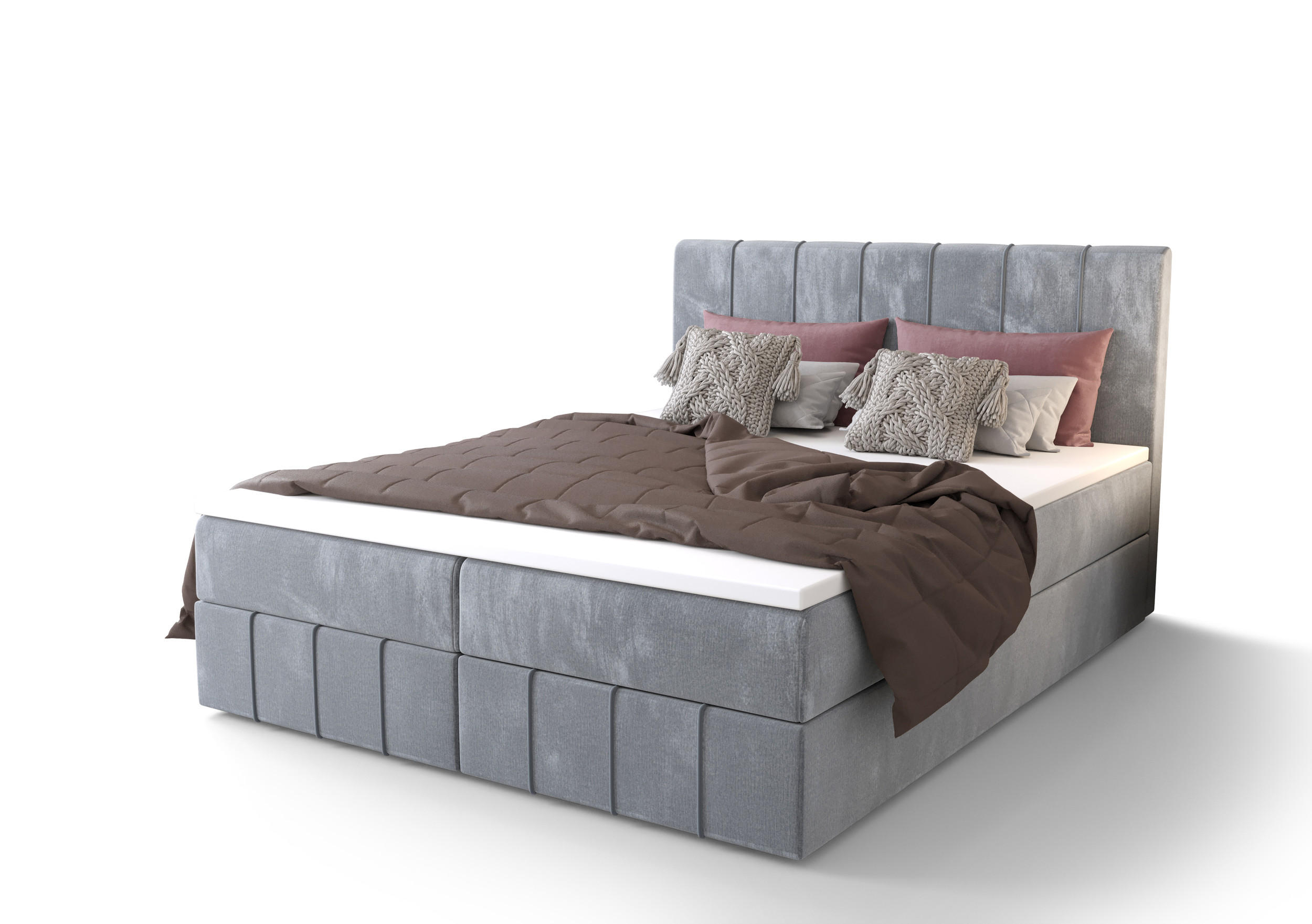 BOXBETT BAHAMA 140x200, mit Matratze H3, Bonell und Topper, Monolith 70 - Hellblau, Holz/Kunststoff (140/200cm) - Bedante