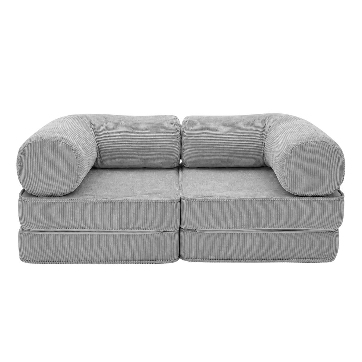 SOFA SURB Duo 100 Schlafsofa 2-Sitzer Grau 200/100 cm - Chromfarben/Grau, Textil/Metall (200/70/100cm) - SURB