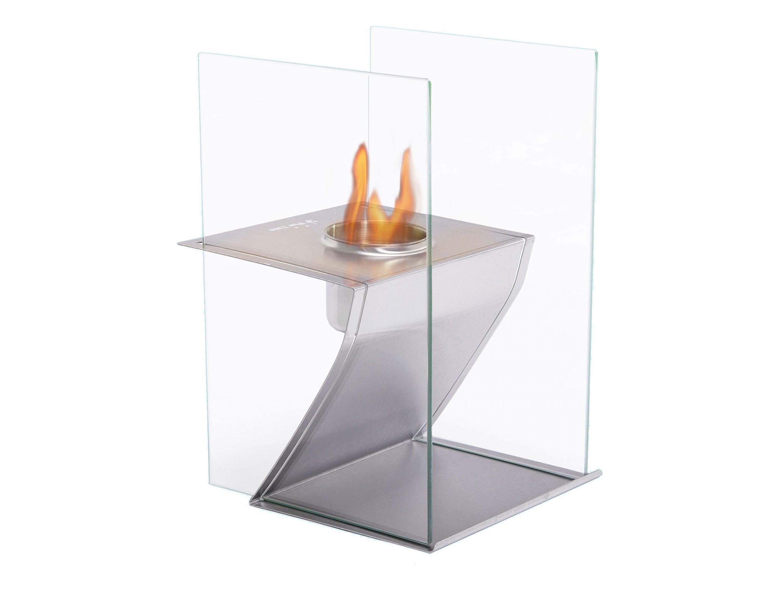 BIOETHANOL-KAMIN Silber Tischmodell inklusive 0.15 L Brennblock - Silberfarben, Glas (20/30/20cm) - Purline
