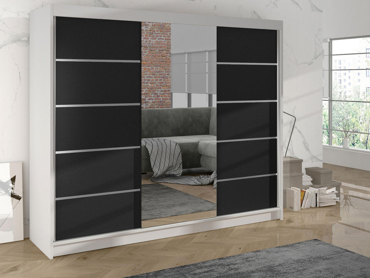 SCHWEBETÜRENSCHRANK Derby VI - Klar, Holzwerkstoff/Metall (200/215/58cm) - MIRJAN24