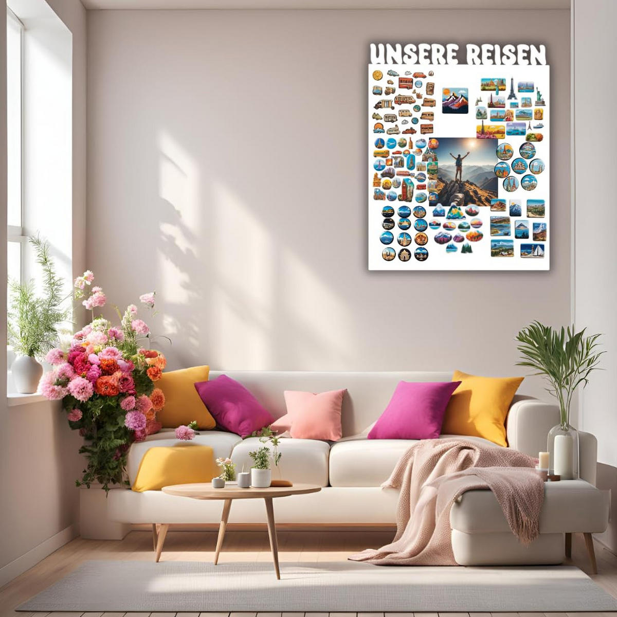 MAGNETTAFEL Unsere Reisen Weiß 80x100 cm - Weiß, Metall (80/100/0.7cm) - ANWICAR