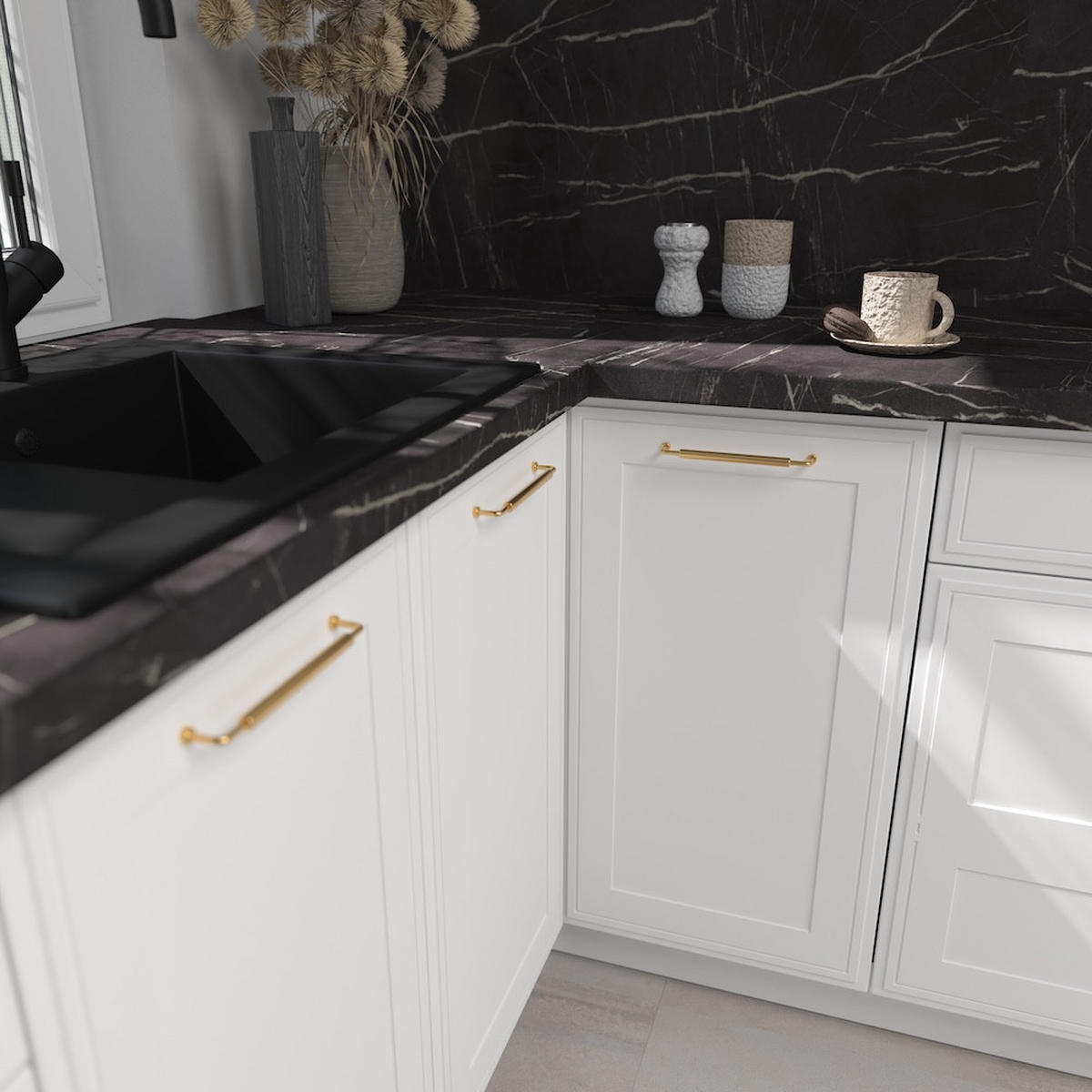 WINKELKÜCHE Salo weiß matt / weiß supermatt 387 / 268 / 207cm 12-teilig - Weiß, Holzwerkstoff/Metall (387/207/268cm) - Feldmann-Wohnen