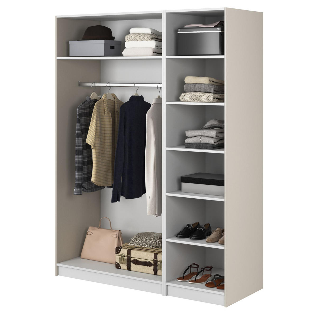 KLEIDERSCHRANK Frame Greige 150 cm - Taupe/Goldfarben, Holzwerkstoff/Metall (150/200.5/57cm) - Selsey