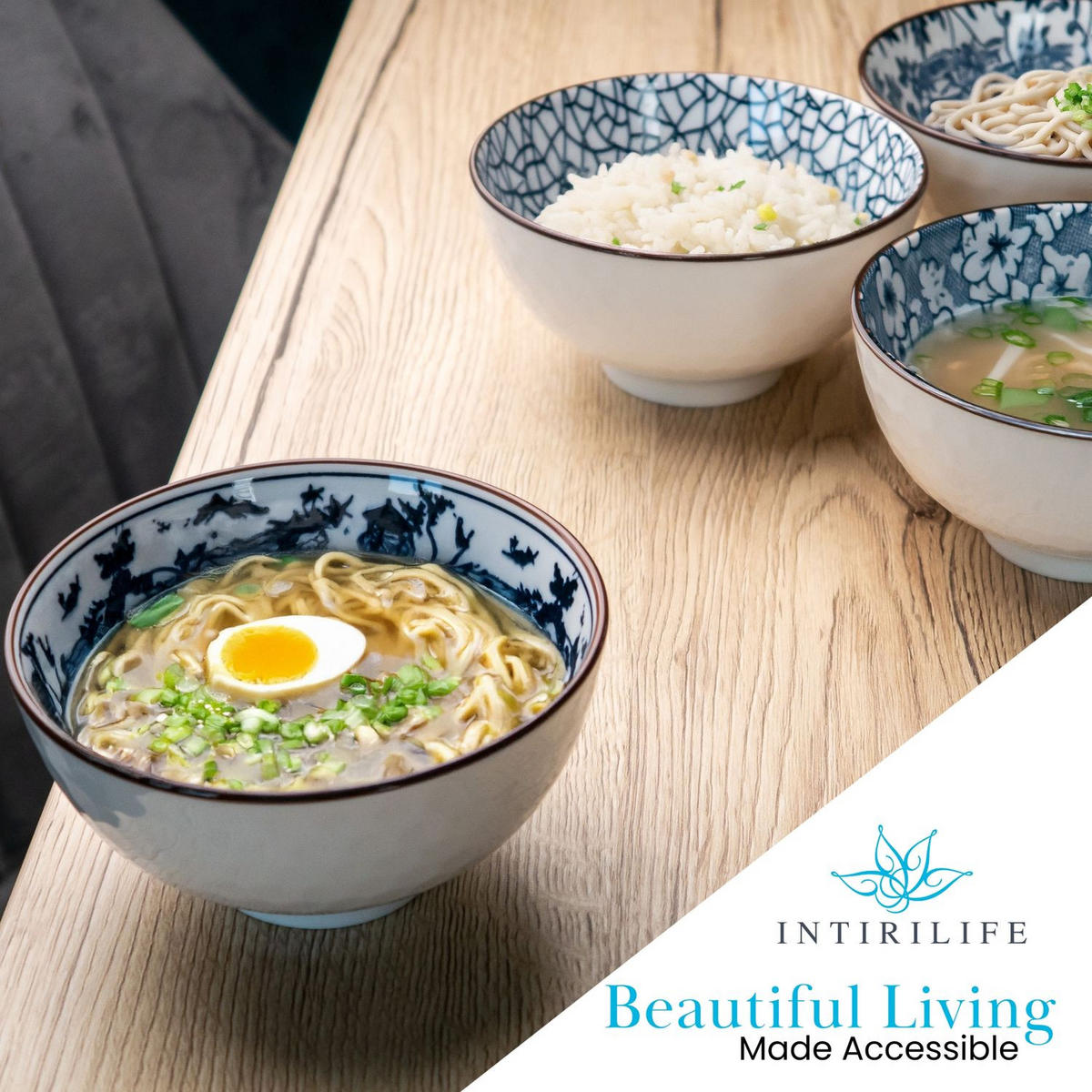 SCHALEN-SET in schickem Geschenkkarton (4-tlg.) - Blau, Keramik (5.5/5.5/11.3cm) - Intirilife