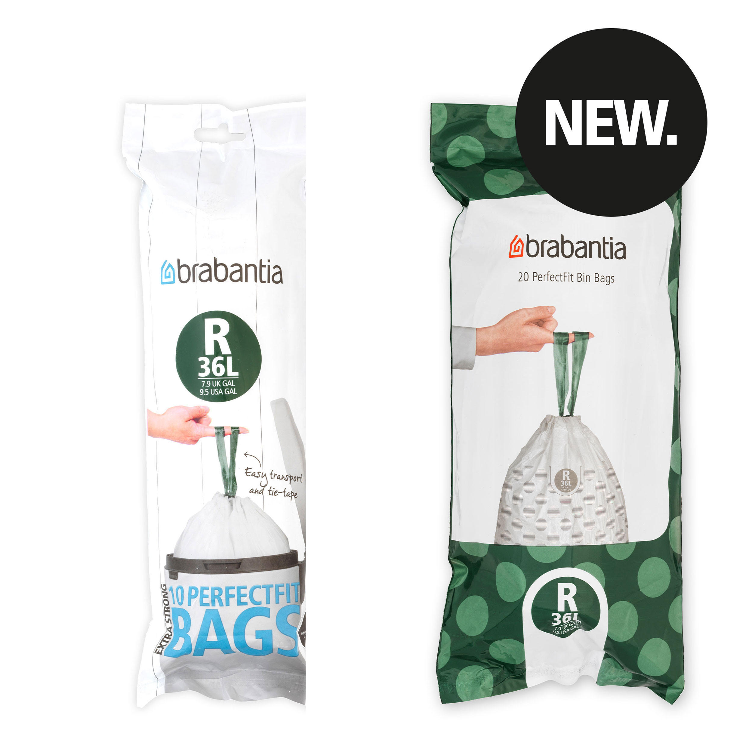 MÜLLBEUTEL PerfectFit Beutel 36 L (R) - 20 Stück, White, 36 L - Weiß, Kunststoff (6/36/11.5cm) - Brabantia