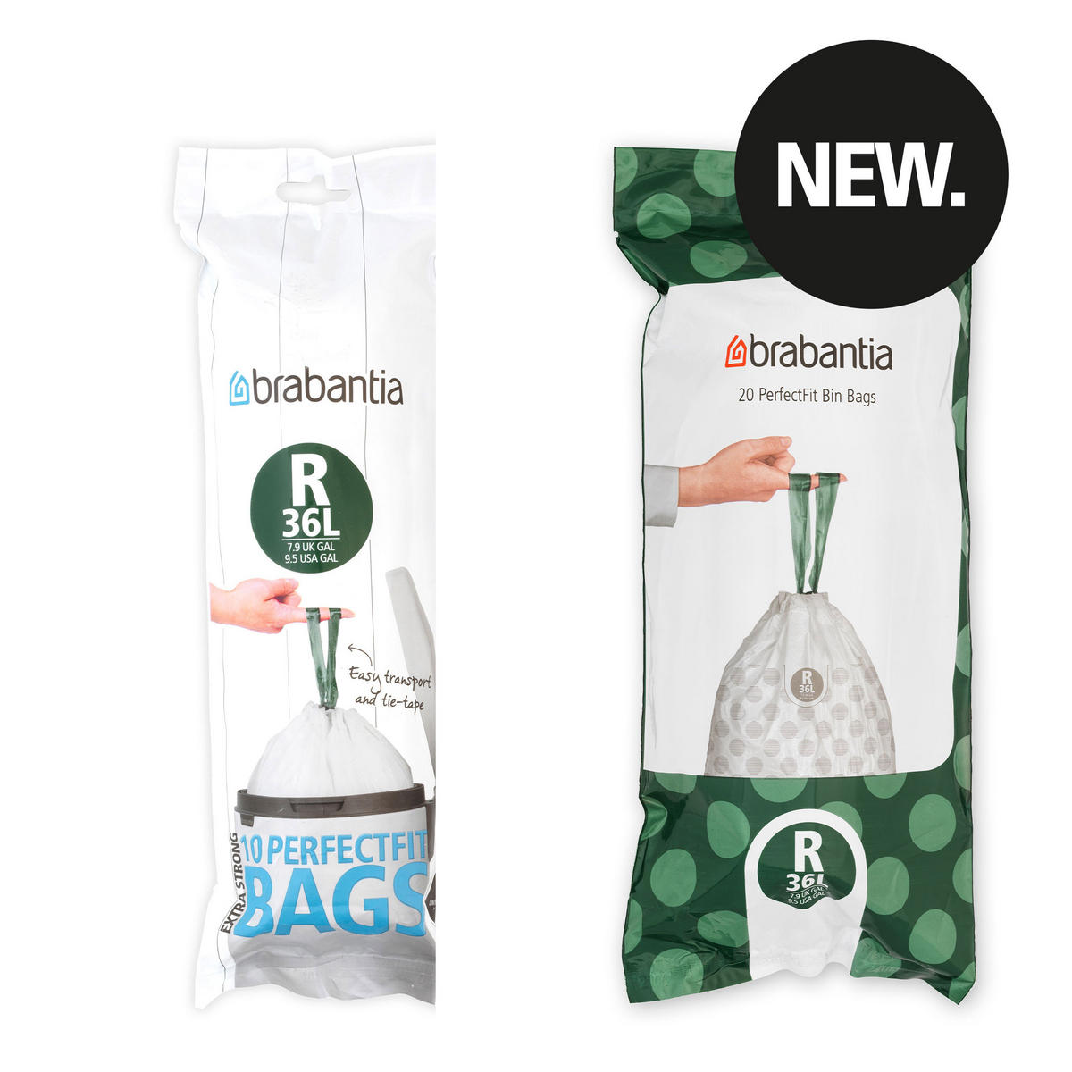 MÜLLBEUTEL PerfectFit Beutel 36 L (R) - 20 Stück, White, 36 L - Weiß, Kunststoff (6/36/11.5cm) - Brabantia