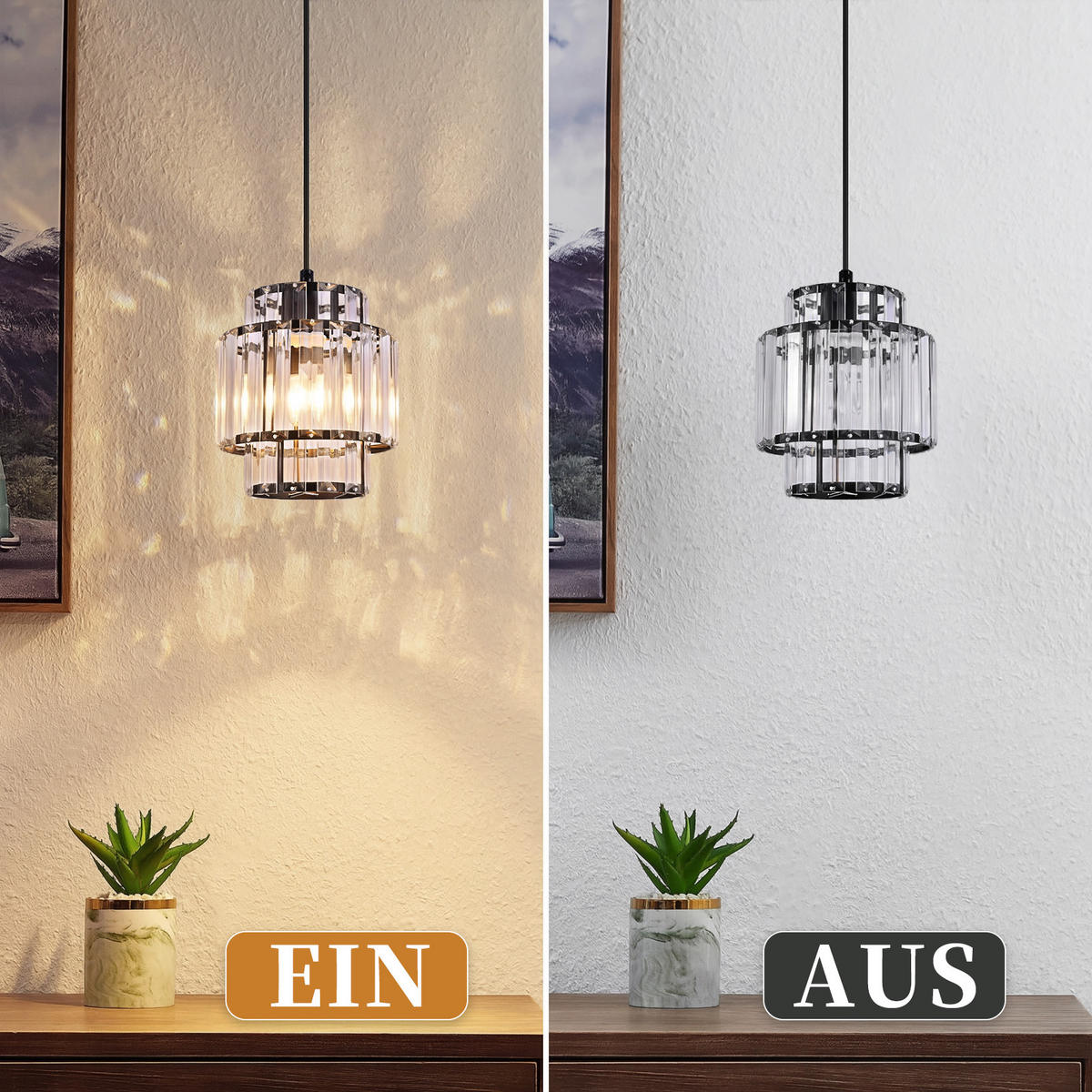 PENDELLEUCHTE Marenor 16/16/143 cm - Schwarz, Glas/Metall (16/16/143cm) - ZMH