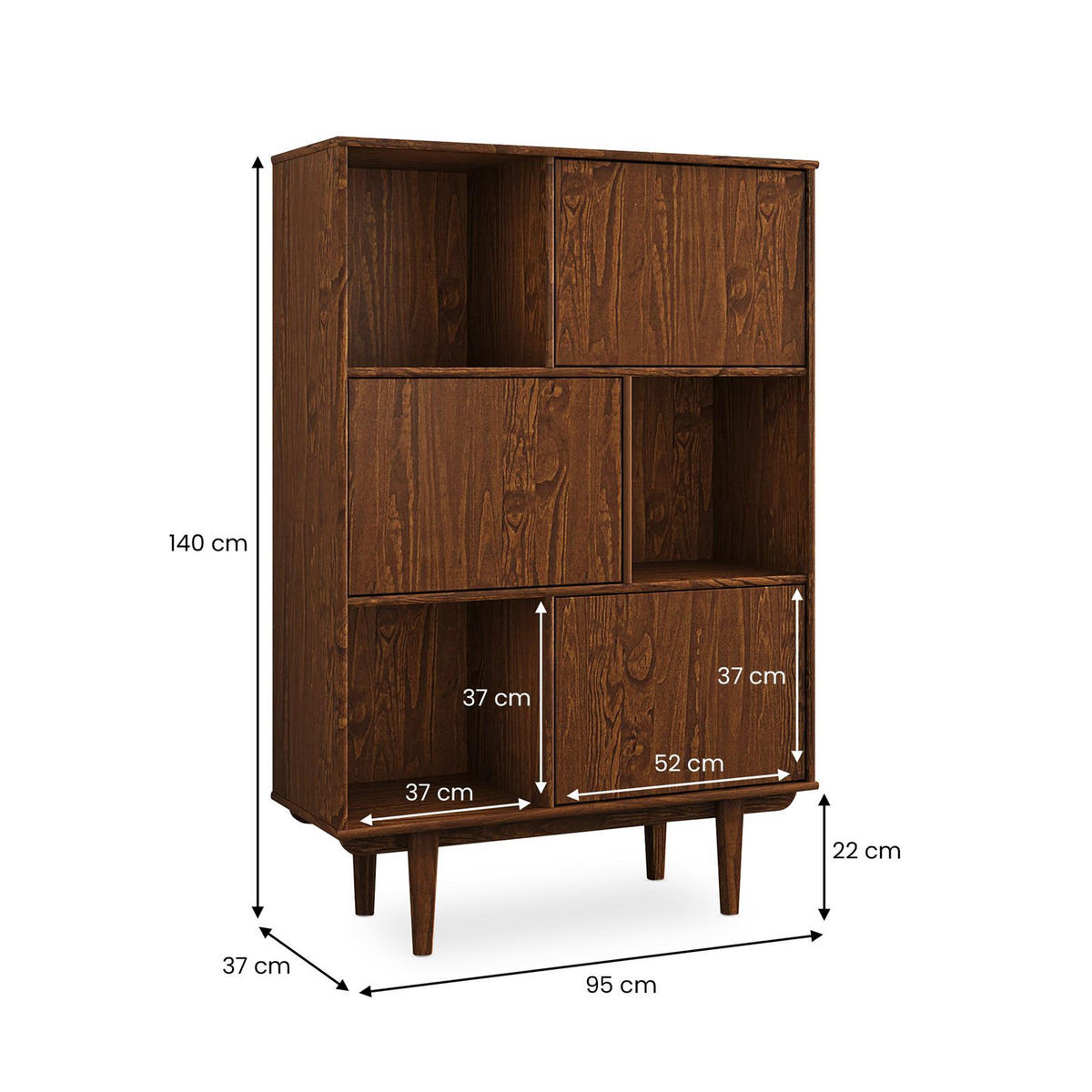 HIGHBOARD SIMONA - Kastanienfarben, Holz (95/139/37cm) - IDIMEX