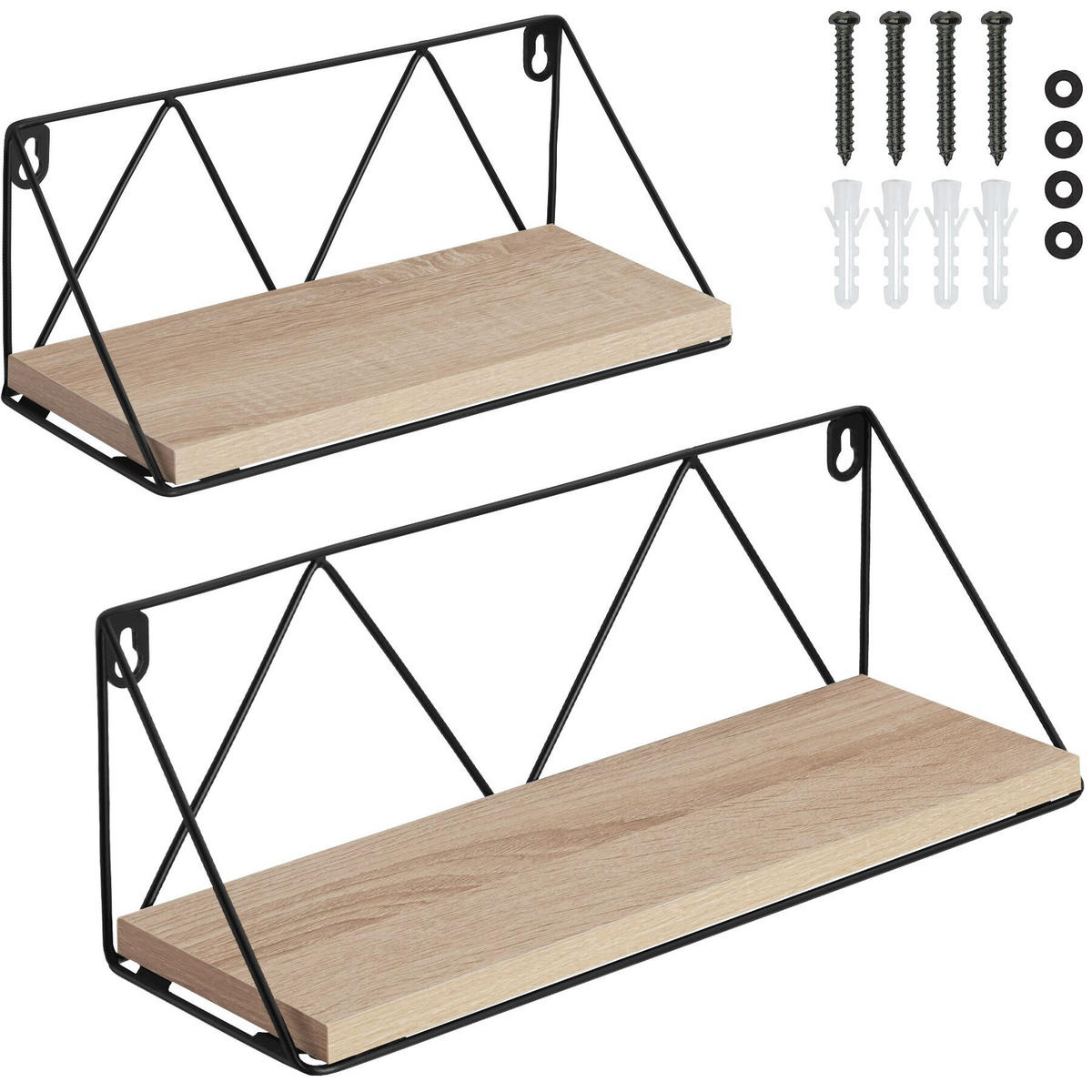 WANDREGAL 2er Set Rockport,Tiefe 13 cm,Industrial Holz hell, Eiche Sonoma - Naturfarben, Holzwerkstoff (13/14.5/41cm) - tectake