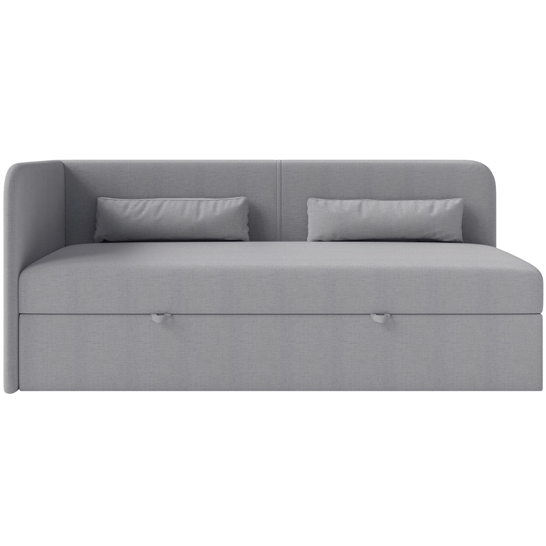 JUGENDBETT Calmmo Dunkelgrau mit Chenille-Bezug, Kopfteil links - Dunkelgrau, Textil (90/200cm) - Selsey