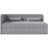 JUGENDBETT Calmmo Dunkelgrau mit Chenille-Bezug, Kopfteil links - Dunkelgrau, Textil (90/200cm) - Selsey