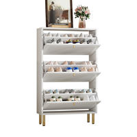 VÝKLOPNÝ Skrinka na topánky, 73/23/125 cm, MDF a drevotrieska biela, s 3 klapkami - biela, kompozitné drevo (73/125/23cm) - BEAOK