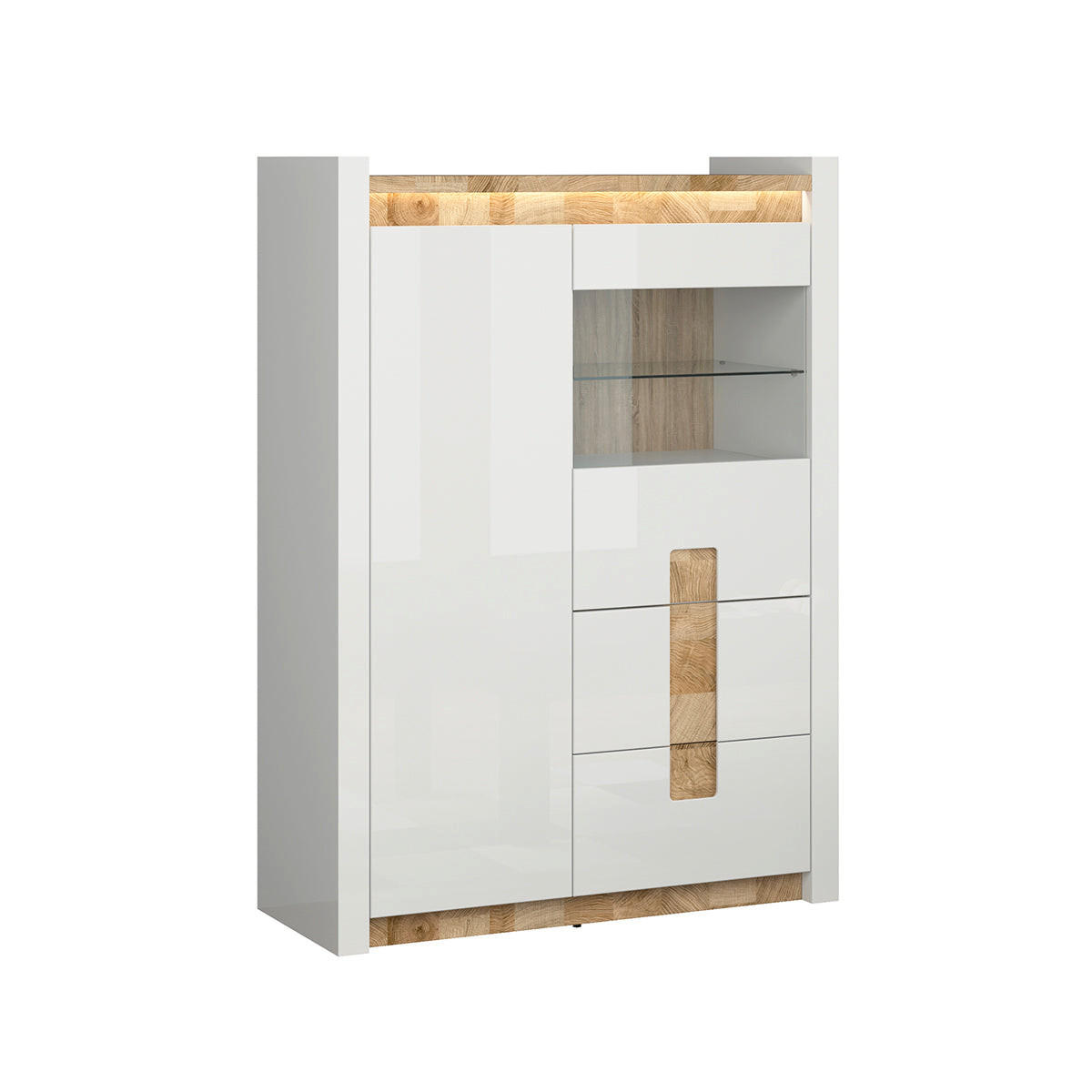 GESCHIRRSCHRANK Helios Weiß und Holz - Weiß, Holzwerkstoff (102/141/41cm) - Petits-meubles