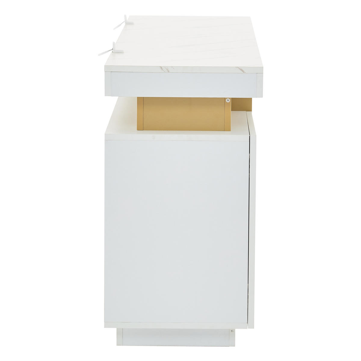 SIDEBOARD Weiß, mit Türen, Innenfächern und goldfarbenen Akzenten, 140/38/70 cm - Weiß, Holzwerkstoff (140/70/38cm) - WISHDOR