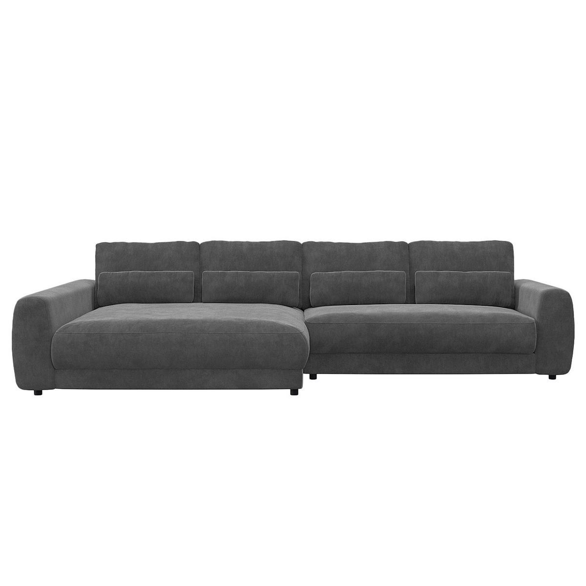 ECKSOFA mit XXL-Longchair - Schwarz/Grau, Kunststoff/Textil (323/182cm) - home24