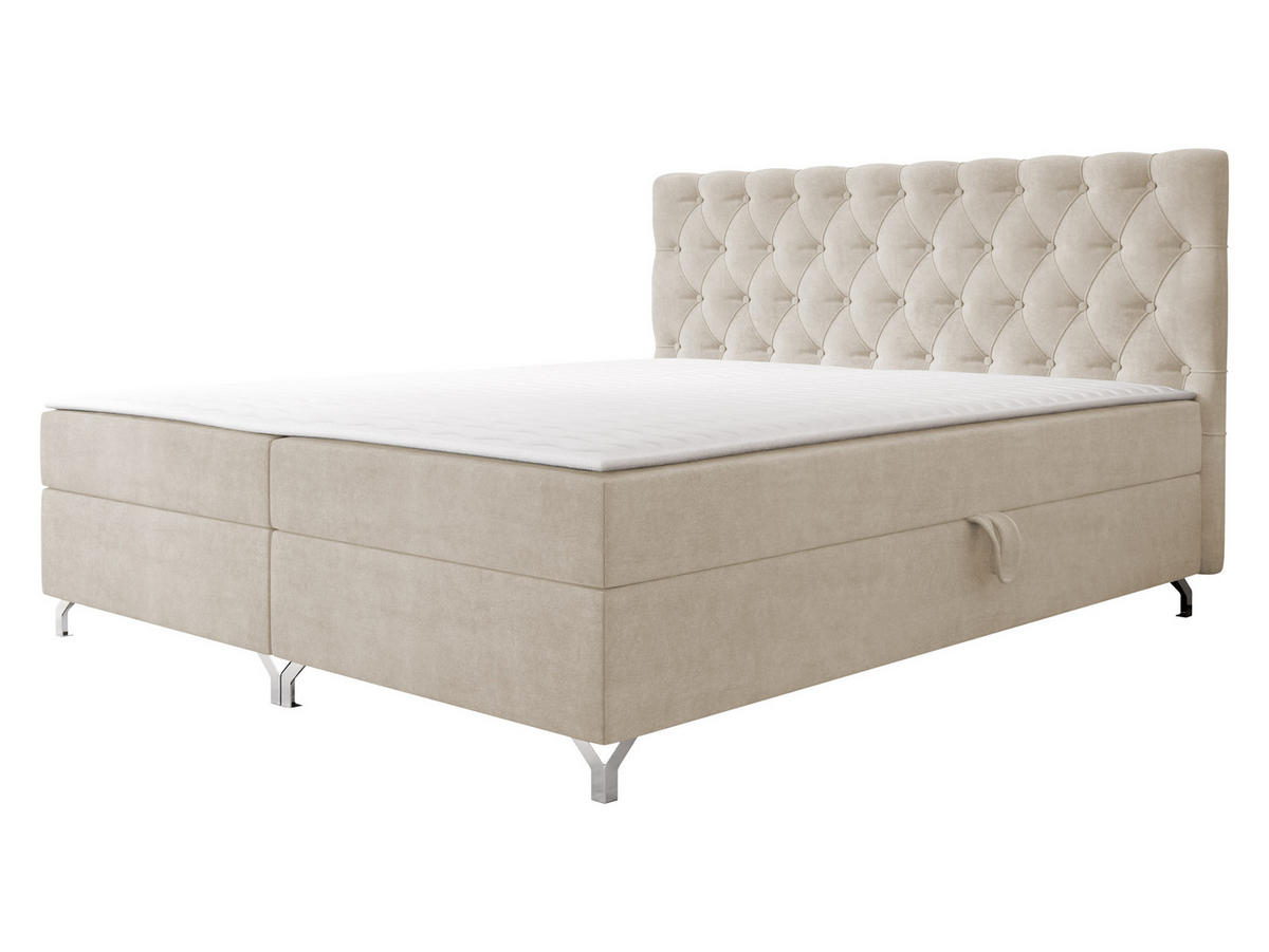 BOXBETT Chester 2 - Silberfarben/Naturfarben, Holz/Textil (160/200cm) - MIRJAN24