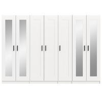 KLEIDERSCHRANK in weiß 280 x 194 cm skandinavisch, Wäscheschrank 7-türig mit Spiegel - Schwarz/Weiß, Glas/Holzwerkstoff (280/194/56cm) - Inn.Furn