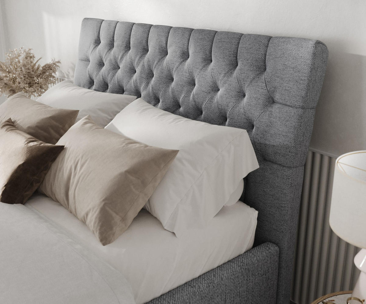 POLSTERBETT Lira 120/200 cm Grau im Neve Stoff - Naturfarben/Grau, Holz/Holzwerkstoff (120/200cm) - AltaBeds