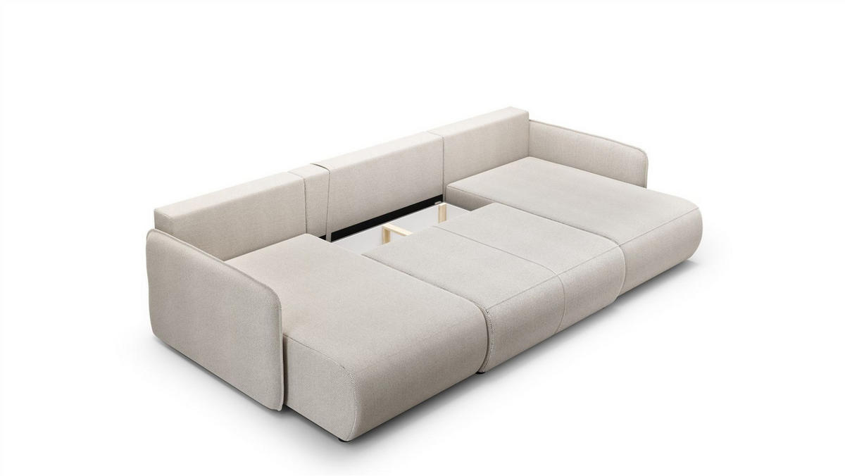 WOHNLANDSCHAFT Calgary - Hellgrau, Holzwerkstoff/Textil (290/86/148cm) - Fun Möbel