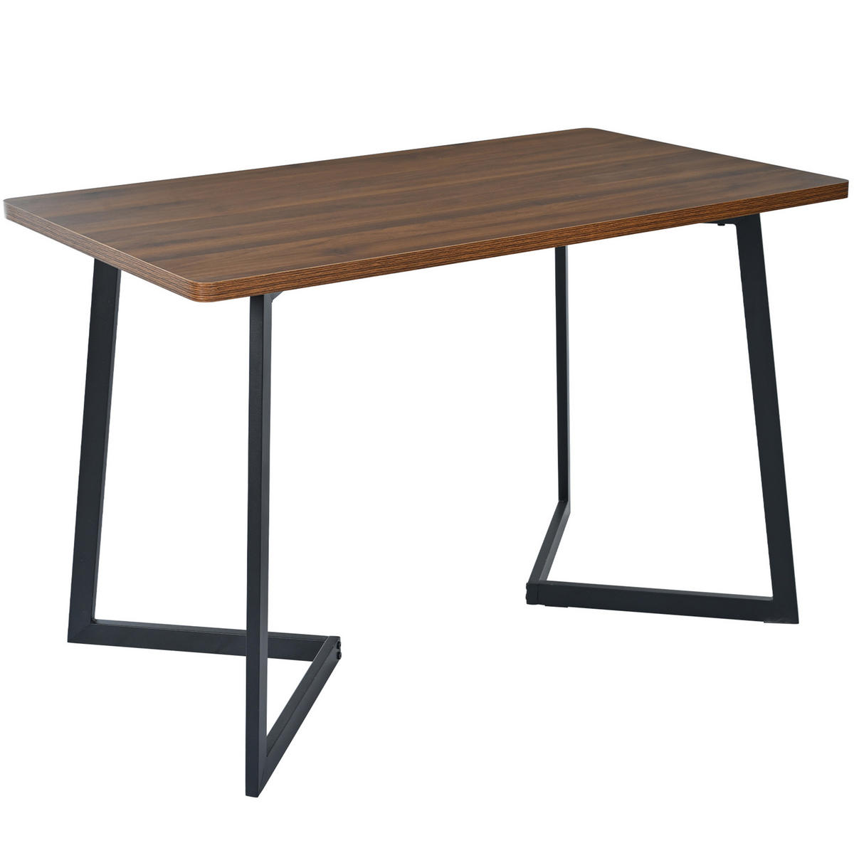 ESSTISCH 117x68x75 cm in Walnuss und Schwarz aus MDF mit Nussbaumoptik auf schwarzem Metallgestell - Walnussfarben, Holzwerkstoff (117/68/75cm) - Modfu