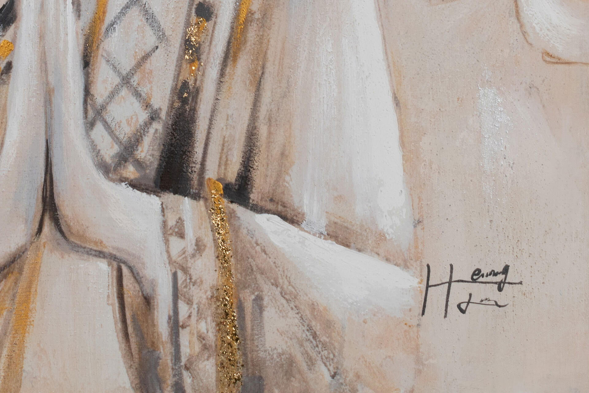 ACRYLBILD HANDGEMALT 80/80 cm - Beige/Weiß, Holz/Textil (1.3/80cm) - KUNSTLOFT