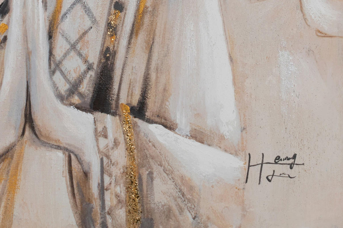 ACRYLBILD HANDGEMALT 80/80 cm - Beige/Weiß, Holz/Textil (80/80cm) - KUNSTLOFT