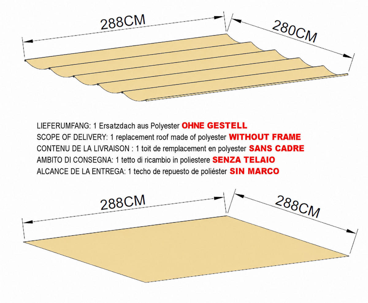 ERSATZDACH Firenze 3x3m Sand - Beige, Textil (288/1/288cm) - QUICK STAR