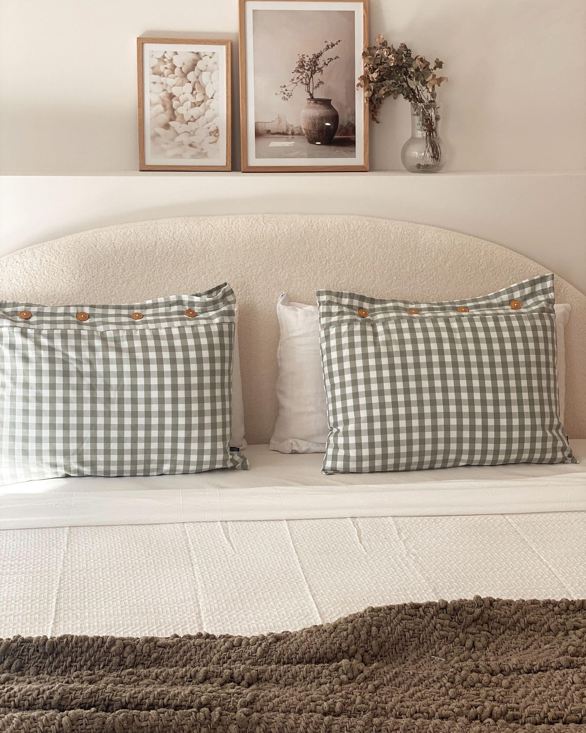 DEKOKISSEN 2er-Set Mintgrün 40/60 cm Talya - Weiß/Braun, Textil (40/60cm) - Beliani