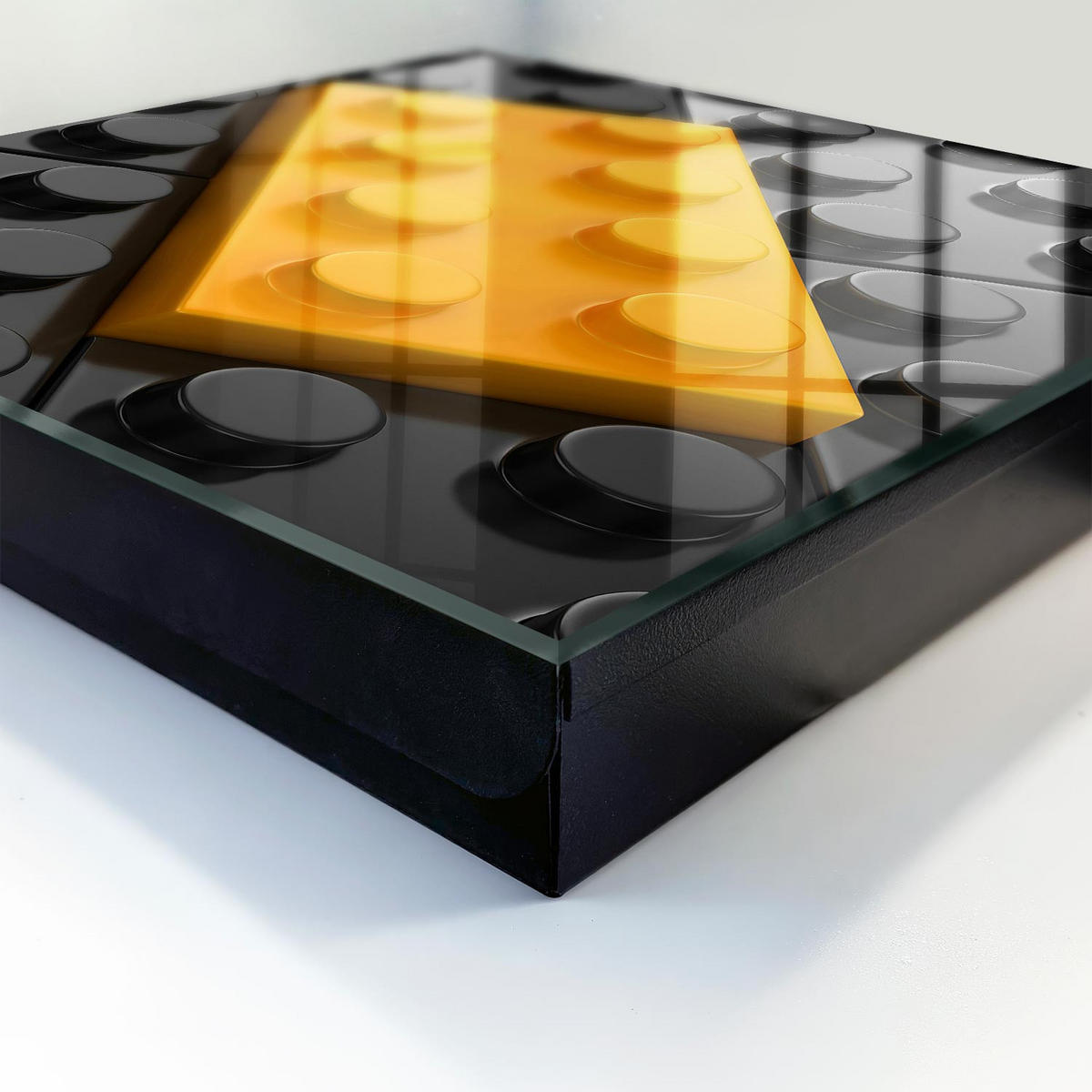 SCHLÜSSELBOX Schwarz 30x30 cm- Türöffnung nach rechts - Gelber Block - Gelb, Metall (30/30/5cm) - TULUP