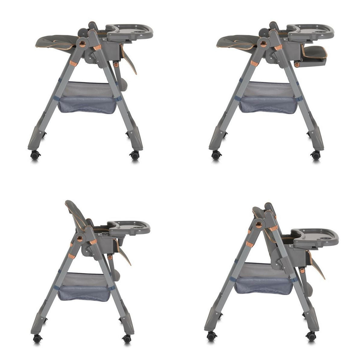 HOCHSTUHL Lindo grau Lätzchen Besteck Räder Korb höhenverstellbar - Grau, Kunststoff (49/100/90cm) - Moni