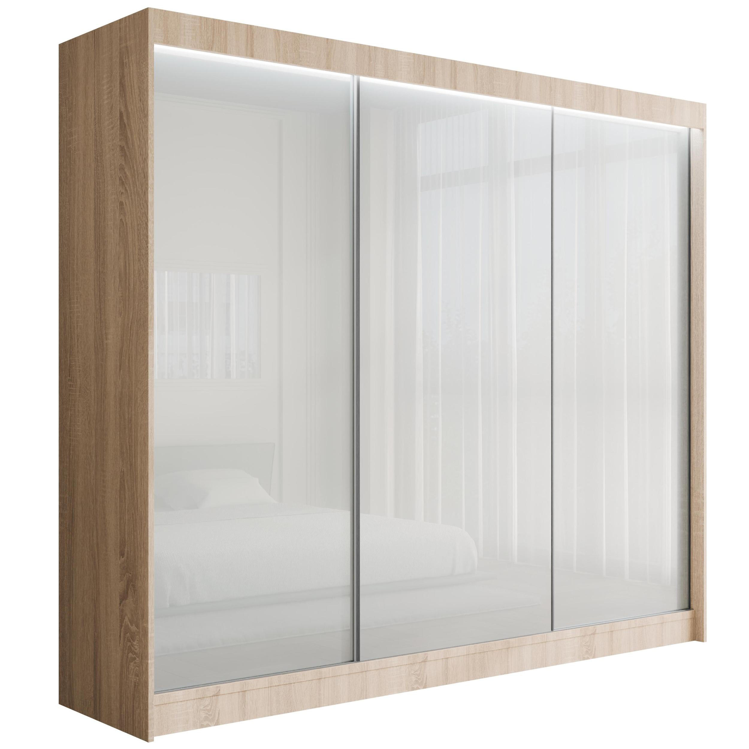 KLEIDERSCHRANK PEKA mit LED - 250 cm - Sonoma Eiche|Weiß - Weiß/Sonoma Eiche, Holzwerkstoff (250/215/61cm) - ALTDECOR