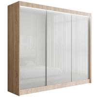KLEIDERSCHRANK PEKA mit LED - 250 cm - Sonoma Eiche|Weiß - Weiß/Sonoma Eiche, Holzwerkstoff (250/215/61cm) - ALTDECOR