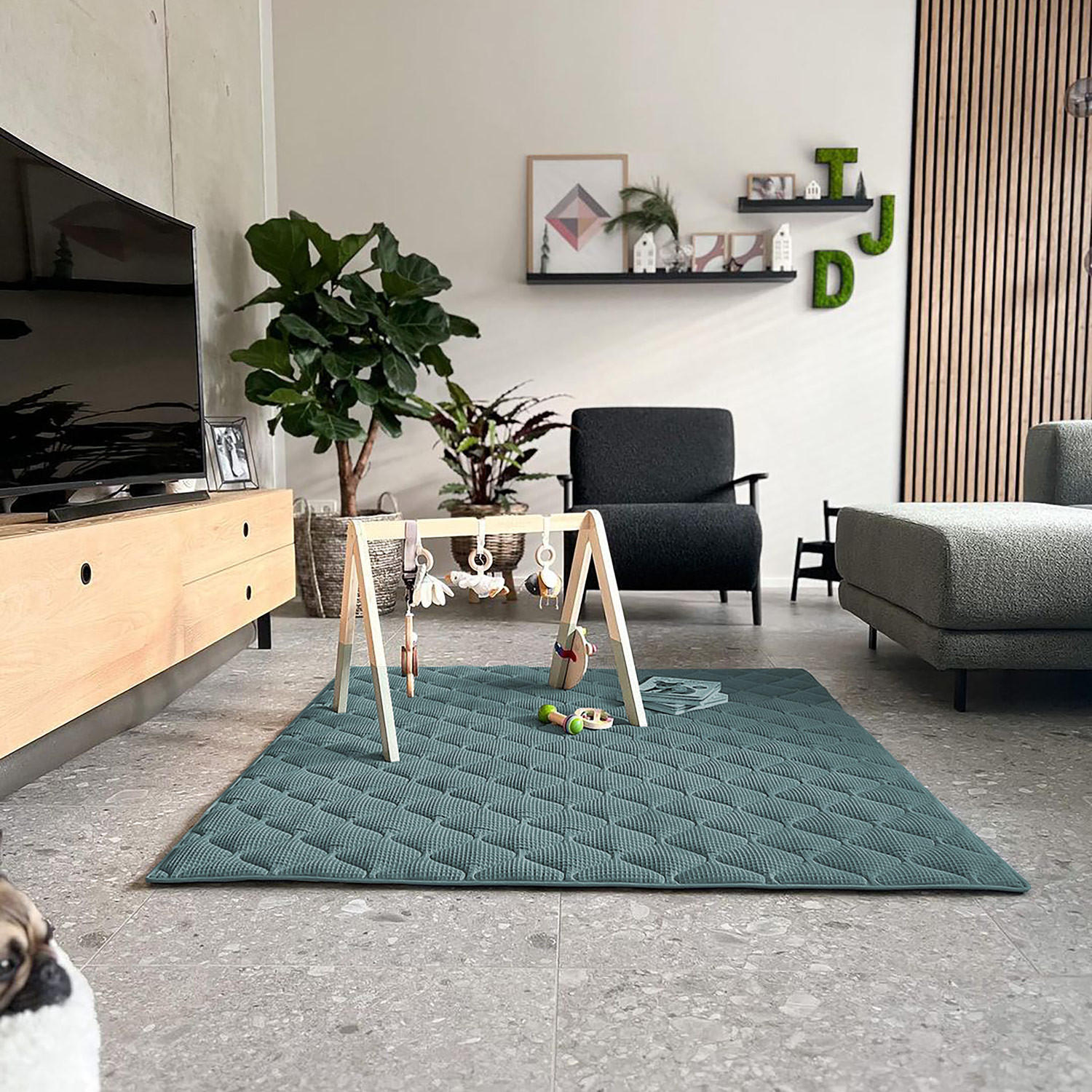 Thumbnail - Sanosoft Krabbeldecke, Petrol, Textil, Füllung: Vlies, Rechteckig, 130x150 cm, Oeko-Tex® Standard 100, Hergestellt in De...