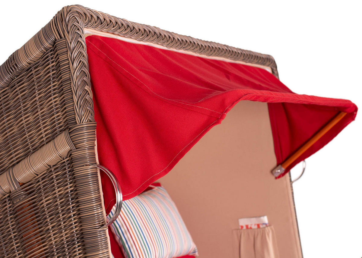 STRANDKORB Seeblick 2 Sitzer Mahagoni - Rot/Braun, Metall (125/170/80cm) - Mr. Deko