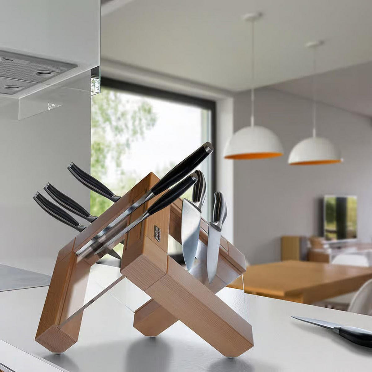 MAGNET-MESSERBLOCK Buchenholz 37/37/37/cm AL88 - Beige, Holz (37/37/37cm) - ArteLegno