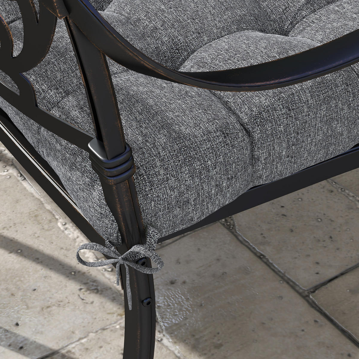 SITZKISSEN DE-17703 4er-Set 48x48 cm mit Steppung Grau - Grau, Textil (48/48/10cm) - ComfortXL