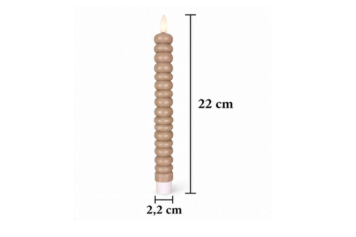 LED-KERZENSET Ø2,2x22 cm, Beige - Beige, Naturmaterialien (2.2/2.2/22cm) - dasmöbelwerk