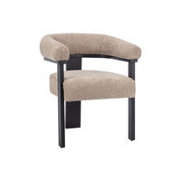 STUHL mit Armlehnen - Bouclé-Stoff & Kautschukholz - Taupe & Schwarz - LIVELIA - Ecru, Textil (60/78/64cm) - Pascal Morabito