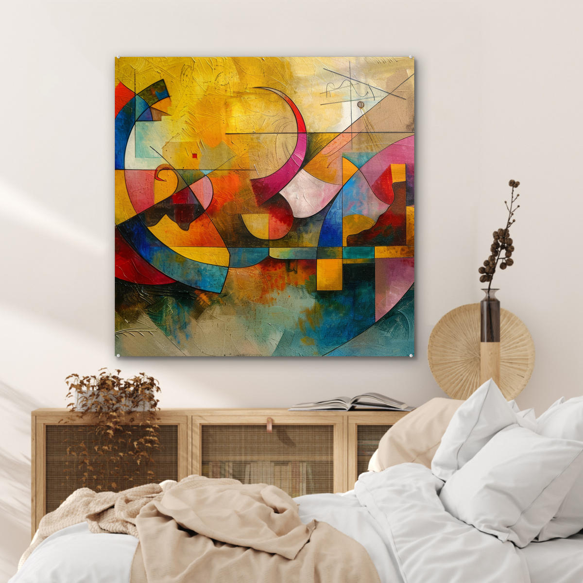 ACRYLGLASBILD Kunst - Abstrakt - Modern 90x90 cm - Gelb, Glas (90/90cm) - MuchoWow