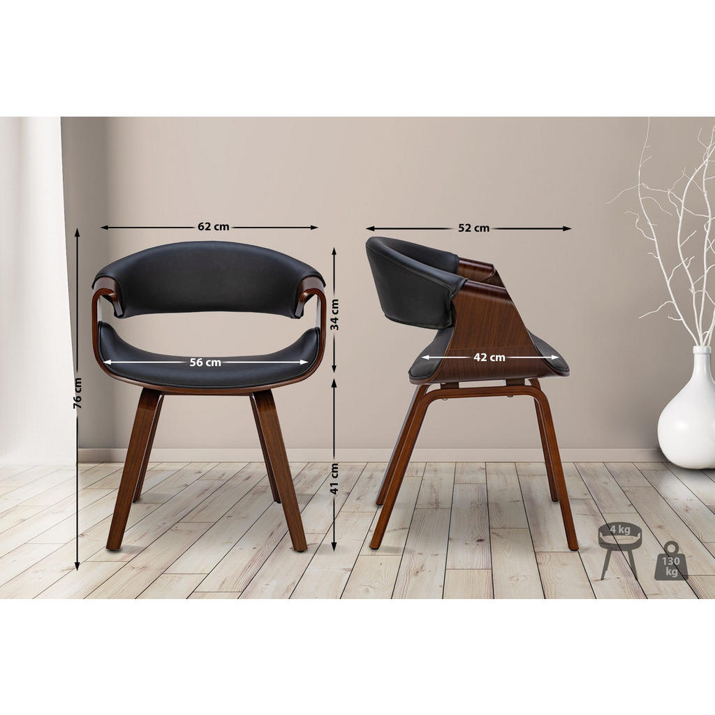 Thumbnail - CLP Stuhl, Schwarz, Walnuss, Textil, 62x76x52 cm, Esszimmer, Stühle, Esszimmerstühle, Armlehnenstühle