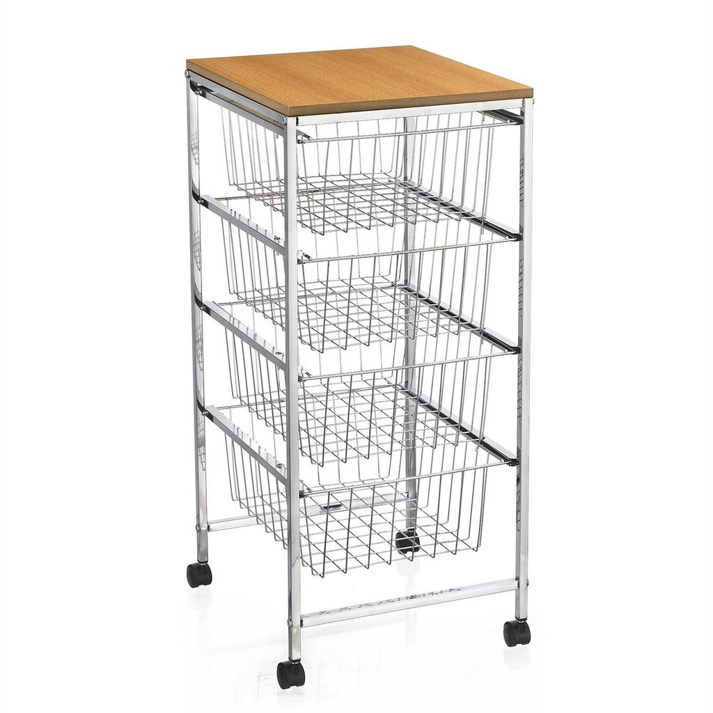 Thumbnail - CARO-Möbel Küchenwagen, Chrom, Holzwerkstoff, Mode, 34x76x36 cm, Esszimmer, Servierwagen
