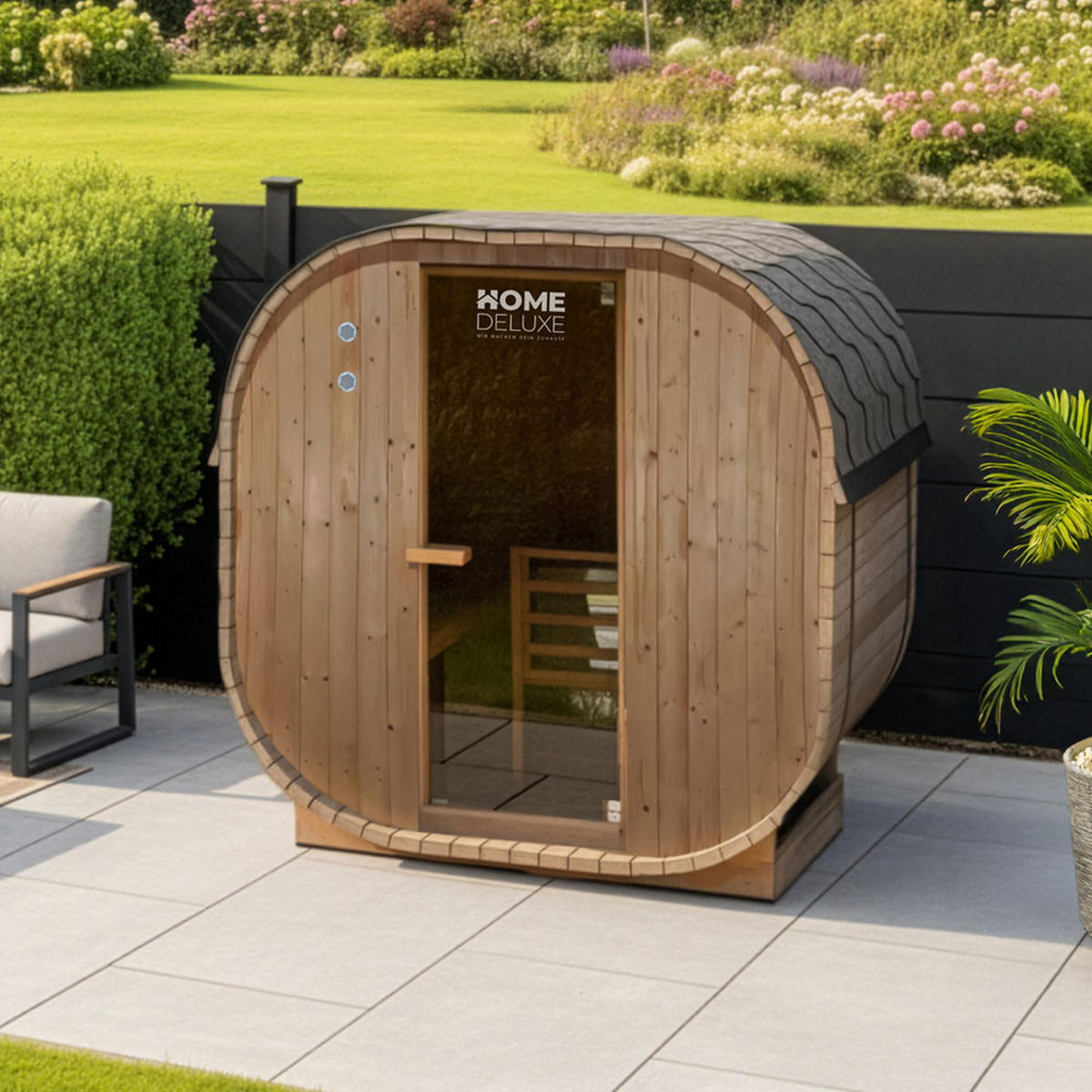 OUTDOOR SAUNA CUBE M - M - Braun, Holz (192.8/194/120cm) - Home Deluxe