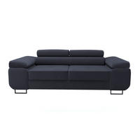 2-SITZER-SOFA WILD mit Verstellbare Kopfstützen Velours Dunkelgrau - Chromfarben/Dunkelgrau, Holz/Textil (209/89/102cm) - Muffo