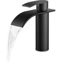 WASCHTISCHARMATUR Wasserfall Matt-Schwarz - Schwarz, Metall (12.7/7.5/17.8cm)