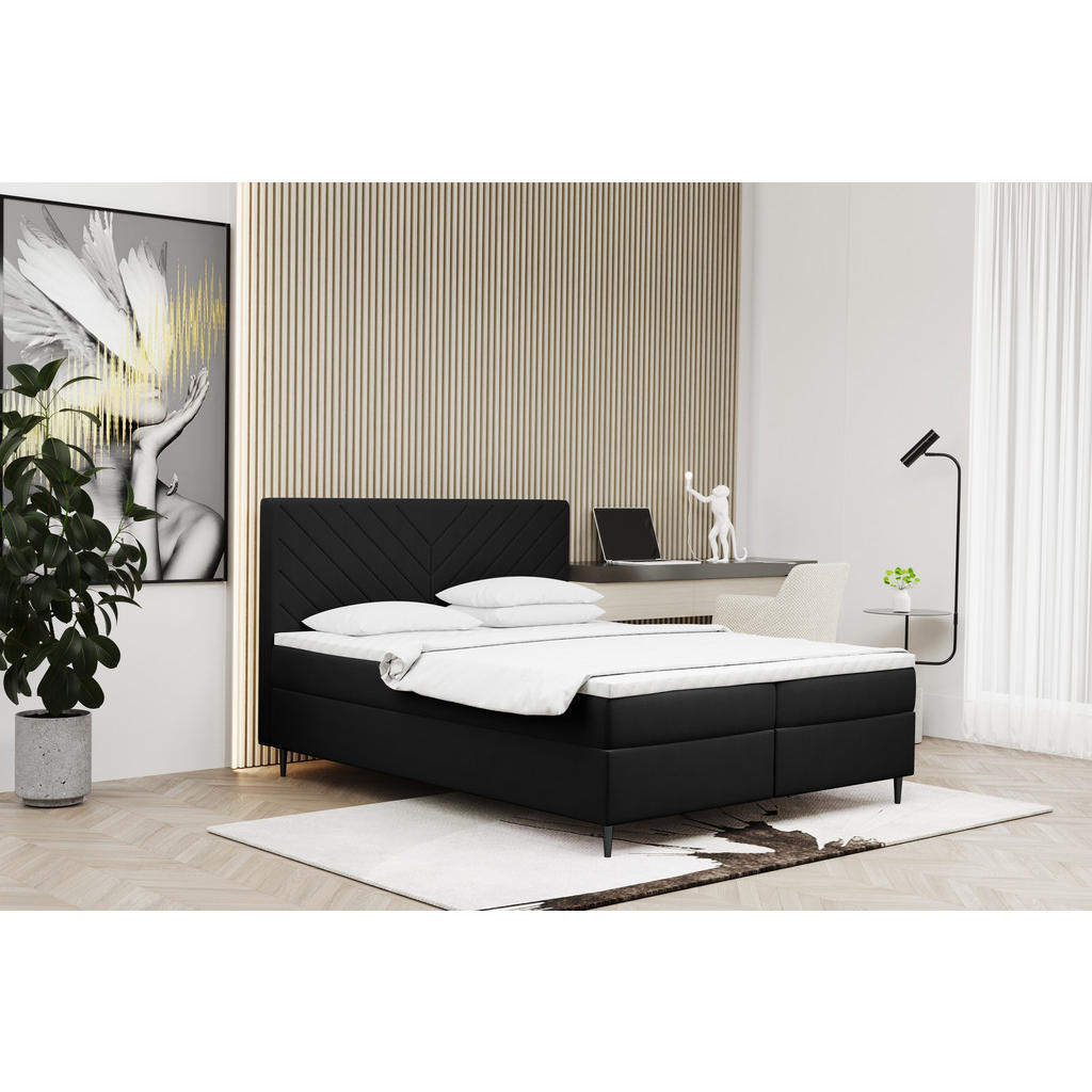 Thumbnail - Kaiser Möbel Boxbett, Schwarz, Textil, 2 Schubladen, H3, Höhe ca. 20 cm, einzeln stellbar, 160x200 cm, Reach, Schlafzimm...