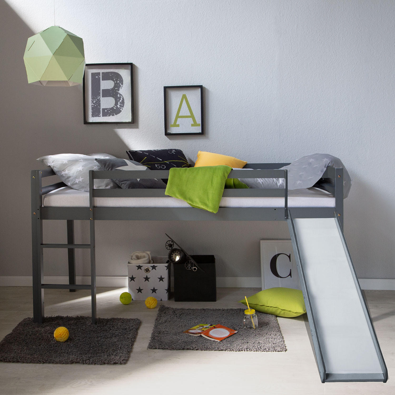 HOCHBETT mit Rutsche 90/200 cm Grau - Grau, Holz - Homestyle4u