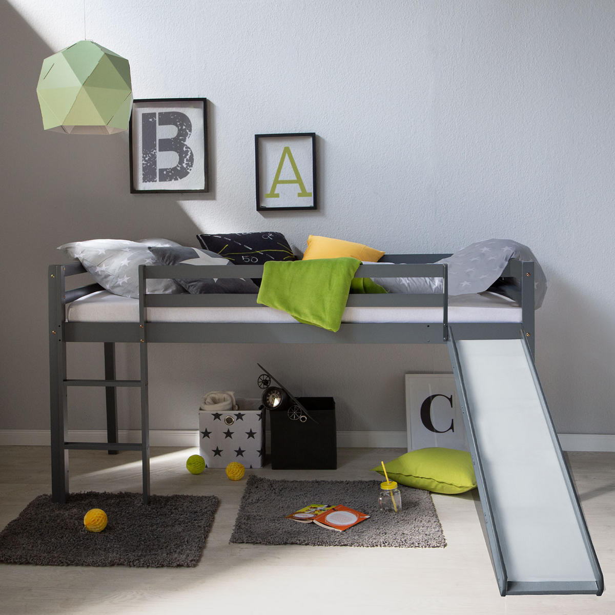 HOCHBETT mit Rutsche 90/200 cm Grau - Grau, Holz - Homestyle4u
