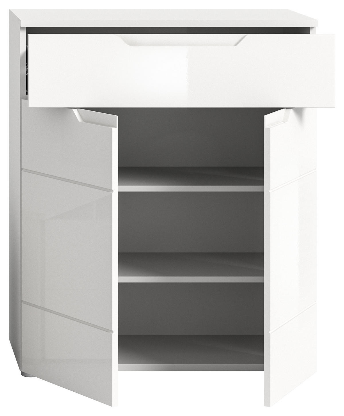 SCHUHKOMMODE SOLERO (B/H/T: ca. 80/97/37 cm) in Weiß/weiß hochglanz - Weiß, Holzwerkstoff (80/97/37cm)