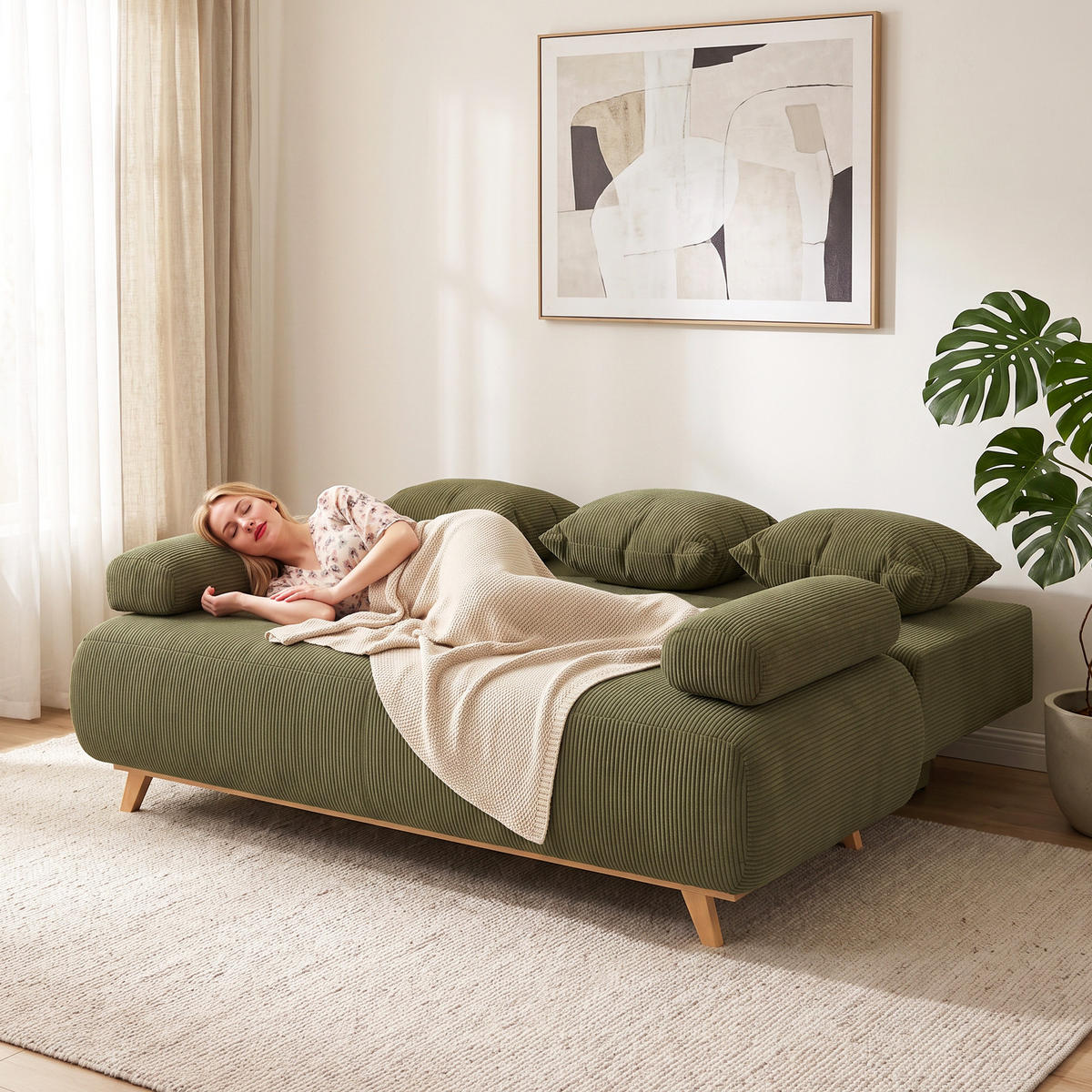 BÄDDSOFFA i mörkgrön manchester - Mörkgrön, Textil/Plast (100/84/188cm) - HOMCOM